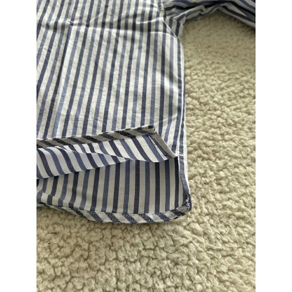 Everlane Long Sleeve Cotton Poplin Crop PJ Top blouse Blue Stripes - Picture 7 of 12